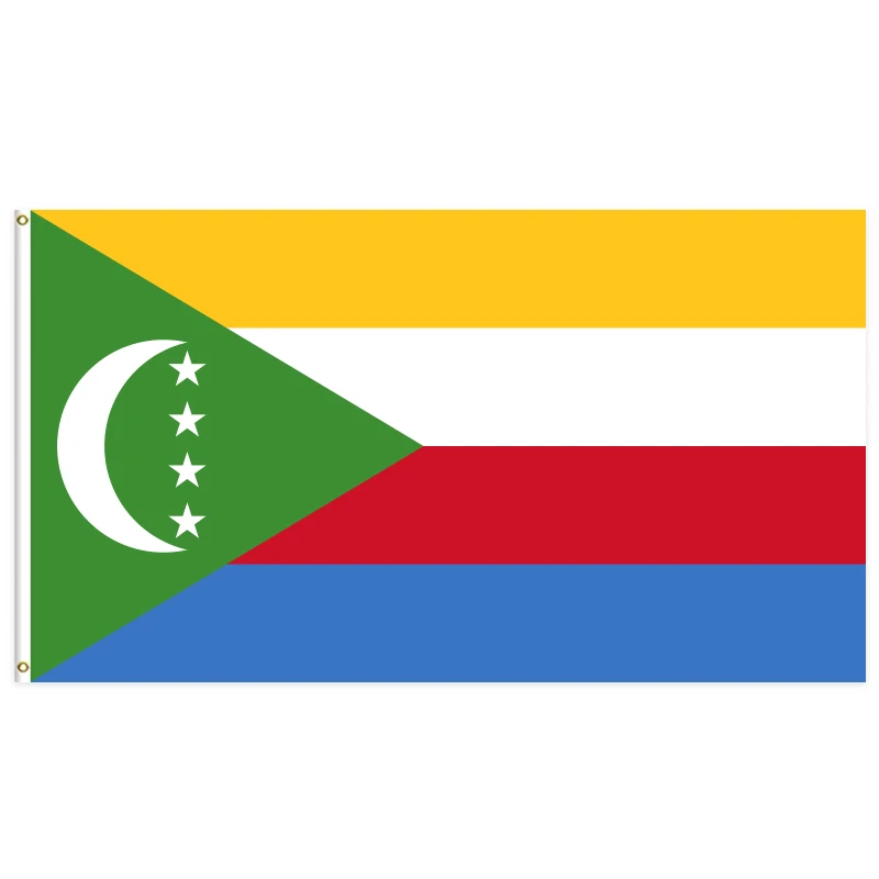 3x5Ft High Quality Triple/Double Layer Plus Blackout Cloth 100D Polyester Fabric Country Flag Comoros Country