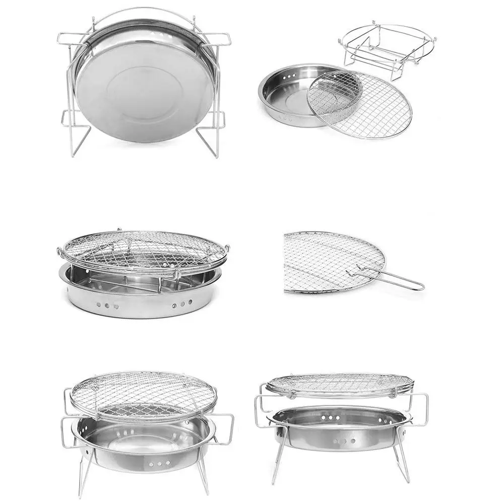 Kingpool Portable Stainless Steel Camping Wood Stove BBQ Grill Rack Korea Mini Outdoor Charcoal Barbeque Grills