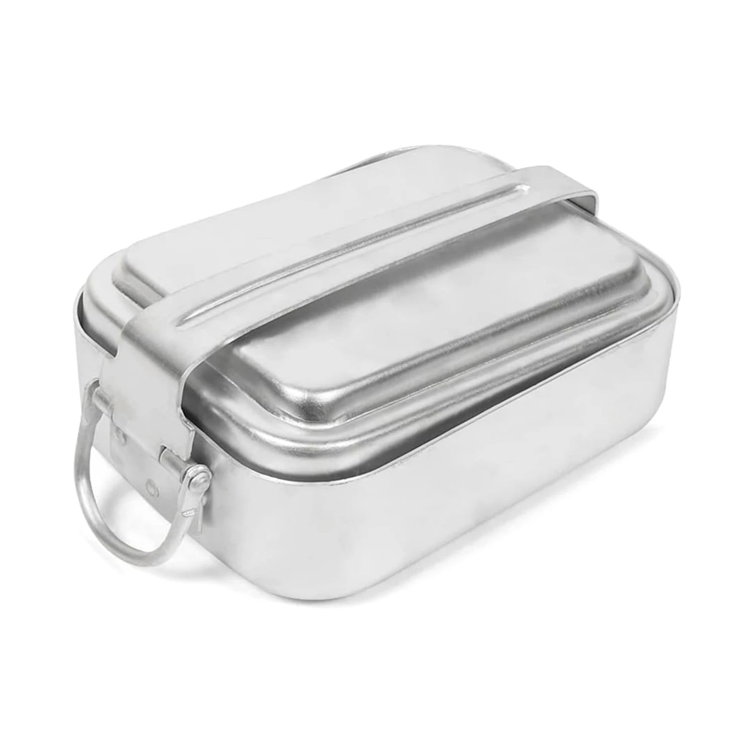 Outdoor Cook Tin Mess Tray with Handle Aluminum Camping Cookware Set Lunch Box Food Container with Lid Tactical Mess Tin