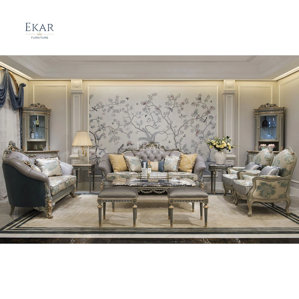 Retro Home Decor Wooden Sofa Furniture Luxury Solid Wood Carved Sofa European Living Room Furniture for Luxurious Palace