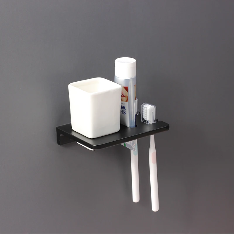 Toothpaste toothbrush rack 304 magnesium aluminum storage rack single cup ceramic toothbrush cup holder