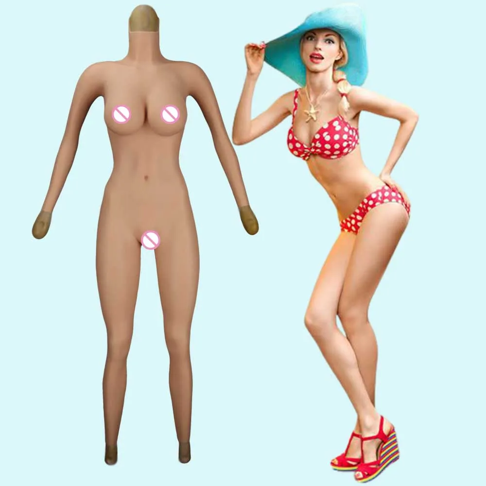 URCHOICE silicone male to female full body suit one-piece d cup silicone bodysuit man to woman for crossdresser with boobs