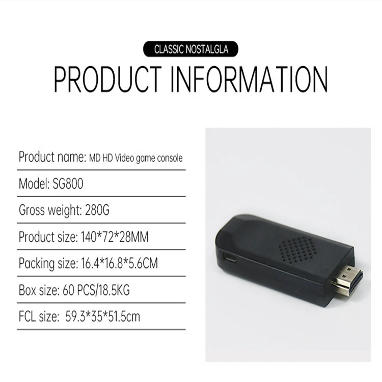 SG800 16Bit 4K Mini Game Stick Retro Video Game Console Classic Gaming Consoles with 688 games For Sega consolas de juegos