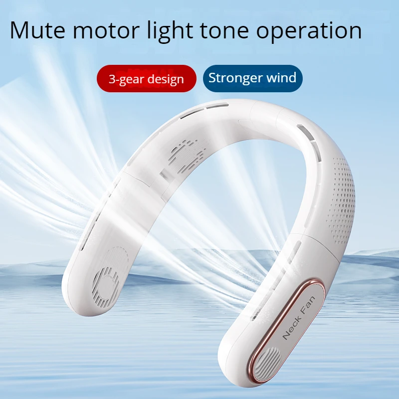 rechargeable portable cooling semiconductor all-wheel-drive neck fan Rechargeable 4000mAh leafless suspension neck fan