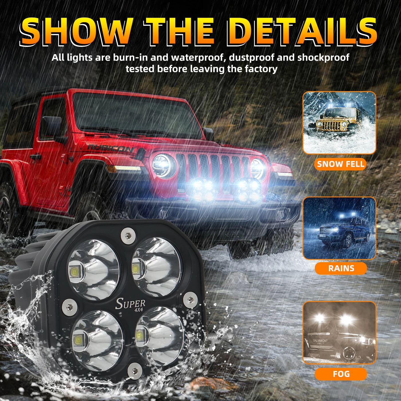 wholesale 40W 12V/35V led work light LED work lamp for Bus Off-road vehicles 4X4  Super Bright Waterproof Work light
