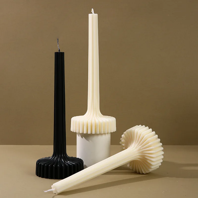 Wholesale Natural Soy Wax Base Serration Scented Ribbed Pillar Candle for Home Decor