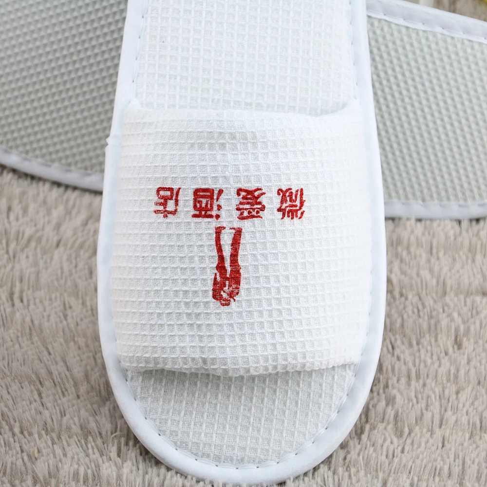 high quality custom waffle  disposable hotel slippers with logo