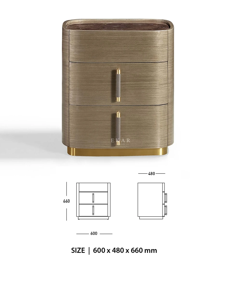 Modern Home Bedroom Furniture 3 Drawer Bed Side Wooden Bedside Table Hotel Nightstand Night Stand With Drawers