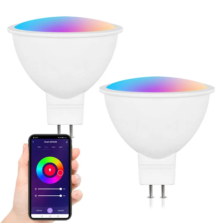 
Mr16 WIFI TUYA Smart Life App GU5.3 LED Bulbs Dimmable AC/DC RGB 12V 5W 400LM Adjust Beam Angle Smart Lamp 