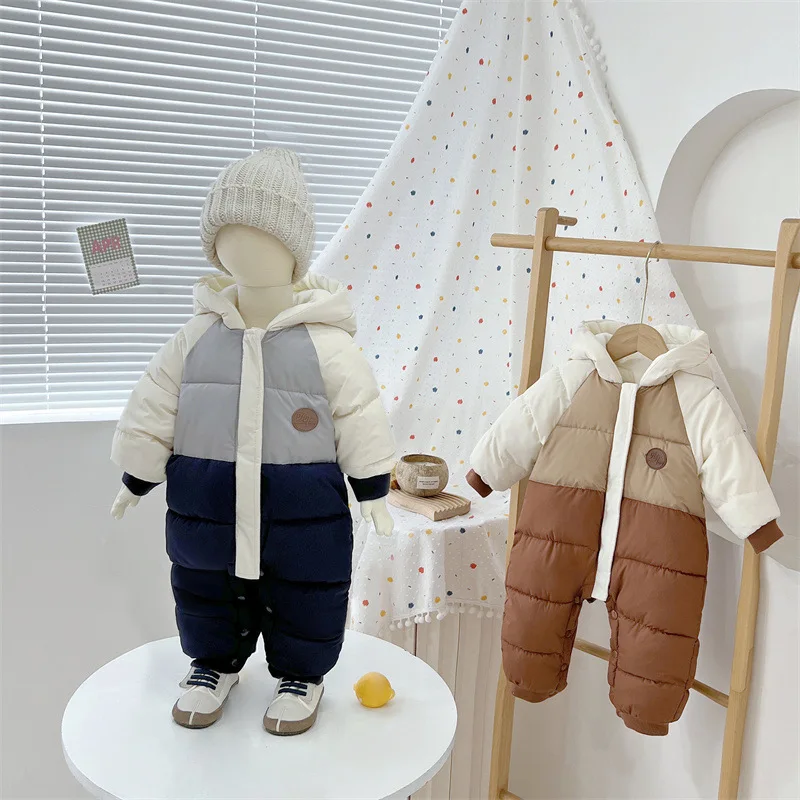 Hot selling Newborn Winter Snowsuit Baby Boy Thick Cotton Warm Jumpsuit Romper Overall Girl Clothing Toddler Coat Clothes