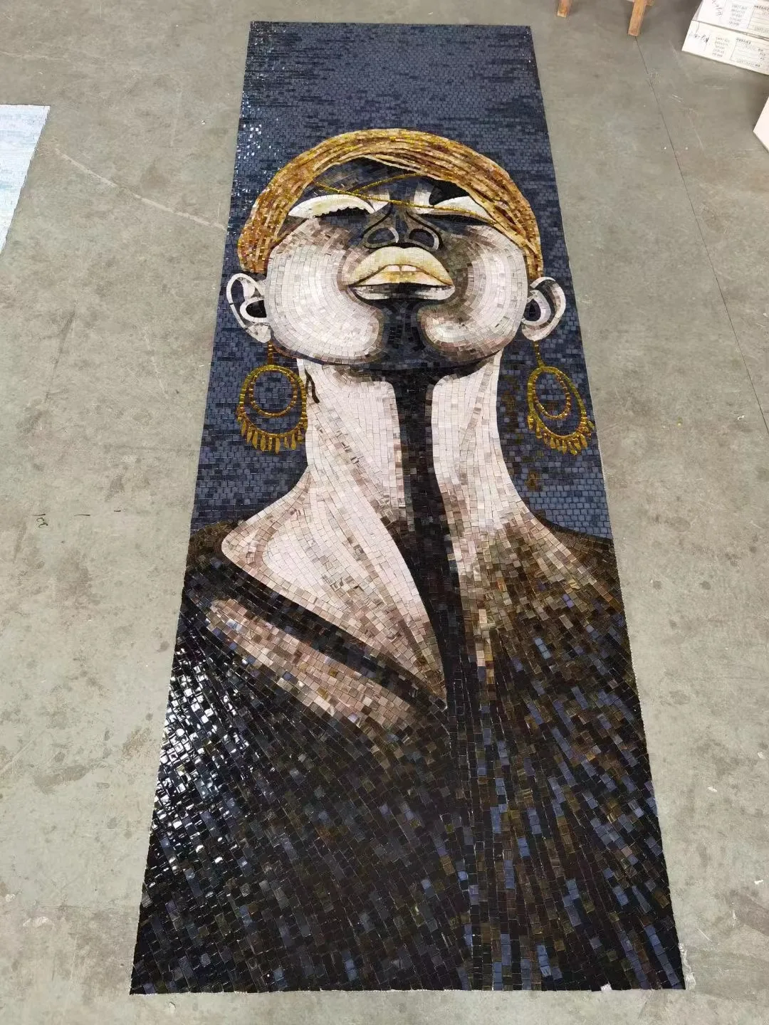 GUCI hand cutting wall picture mural full customize design decoration glass mosaic puzzle