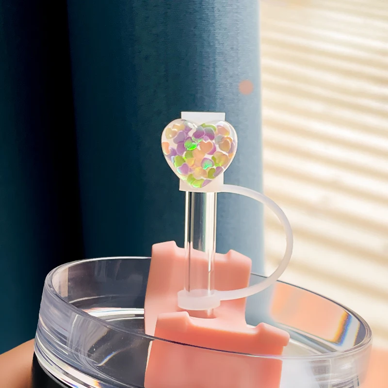 2024 New arrival 8mm Acrylic Straw Topper Charms Reusable Silicone Drinking Straw Tips Lids Covers Cap For 16oz 20 oz  Tumbler