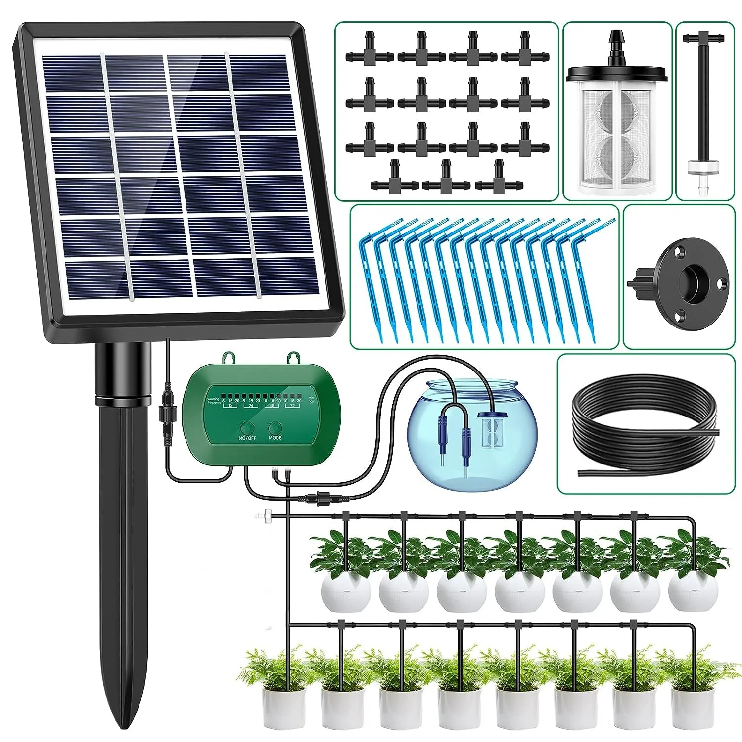 Garden Backyard Domestic Droppers Panel Controller  Plant Watering Mini Solar Feed Kits Automatic Irrigation Drip System