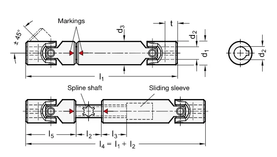 High quality GN 808.3 shafts needle bearing longitudinal compensation universal joint