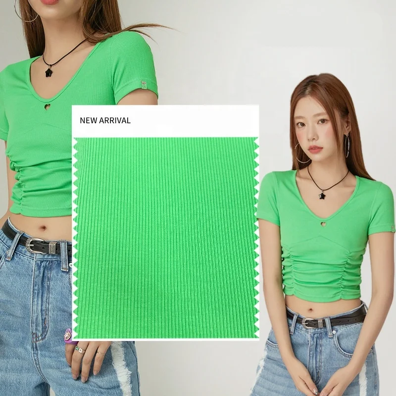 Brand 2x2 rib knit fabric organic thailand 47% rayon 48% cotton 5% spandex fabric fabrics wholesale kids clothing