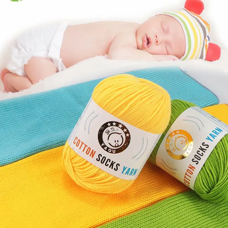 Cotton Socks Yarn 3ply Soft Knitted for Baby clothes 54Colors Thickness thread Factory Wholesale Yarns