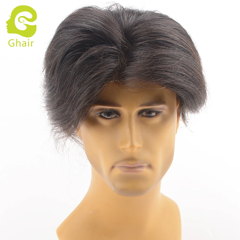 
Free Style Hair Silk Base Men Toupee With 1 Inch PU Injected Knots Lace Straight Hair 