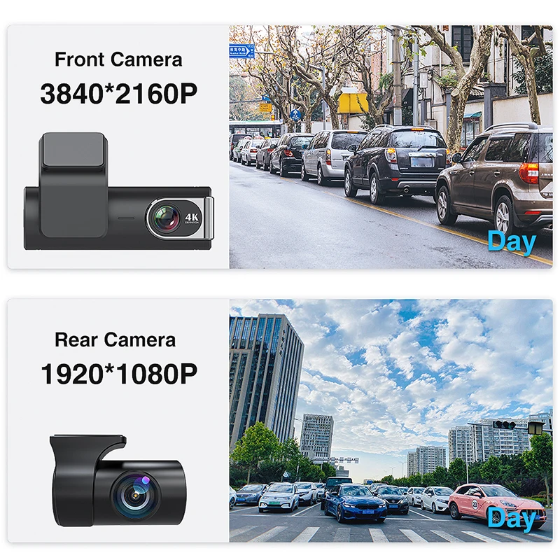 4K Dash Cam 2160P Встроенный GPS Wi-Fi Автомобильный видеорегистратор 24 часа в сутки для парковочной системы 1440P Обратный HD ночное видение 140 FOV запись