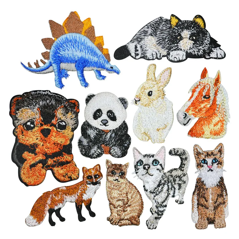 Cute Animal Embroidery Patch Plush Patch Self-Adhesive Cloth for Mobile Phone Case and Clothes for Home Use