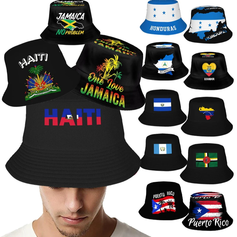 Digital Printing Chinese American National Flag Bucket Hat Customized Flag Printed Outdoor Sun Hat Fashion Bucket Hat