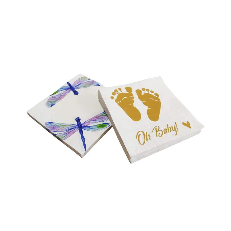 Factory Custom Elegant Disposable Tissue Newborn Baby Shower Paper Napkins