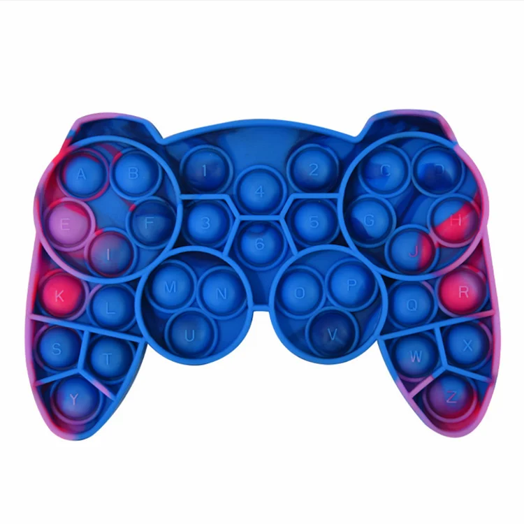 New Arrived Funny Beauty Tie Dye Color Silicone Squishy Stress Reliever Gamepad Sensory Joystick Push It Bubble Fidget Toys