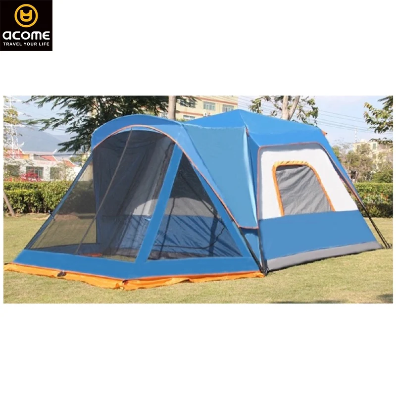 Acome 2021 new arrival 5-8 person automatic quick open mosquito net tent family camping glamping tents for sale
