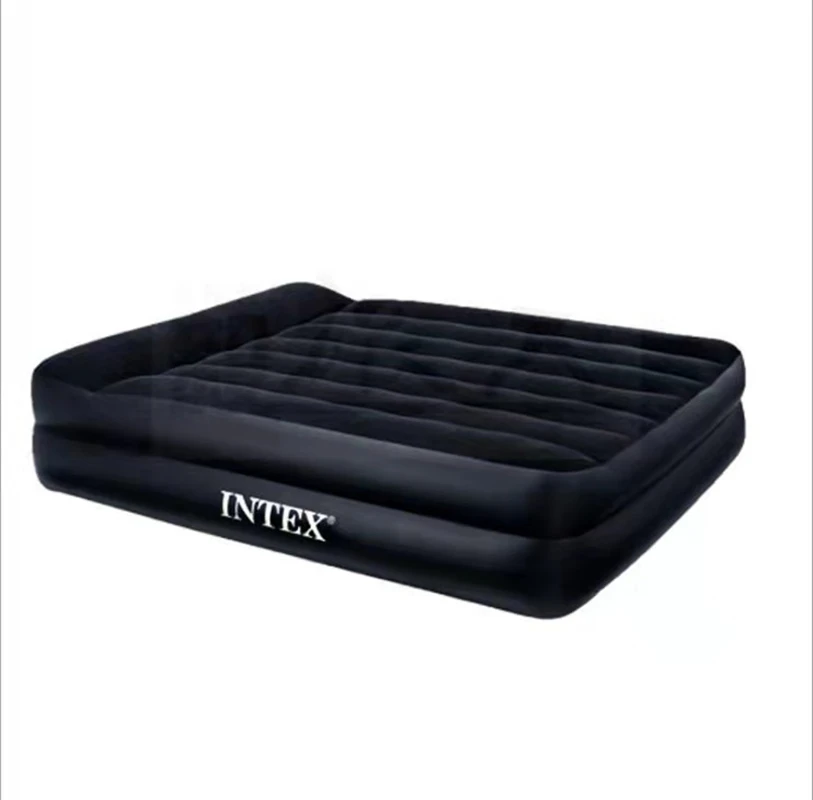 C02 Avenli Jilong INTEX 64124 надувная черная 2-местная двухэтажная кровать со встроенной подушкой спальная размера «king-size»