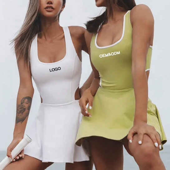OEM ODM Sports skirts women fitness tennis dress quick-drying sportswear Tennis Dress with chest pad with short