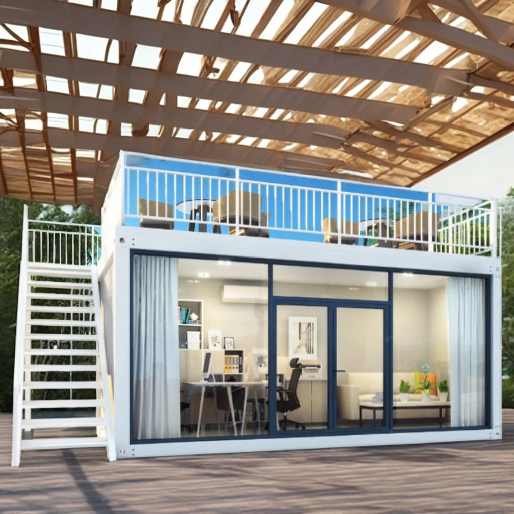 Container mobile house construction site glass curtain wall office can be dismantled and assembled for home use.