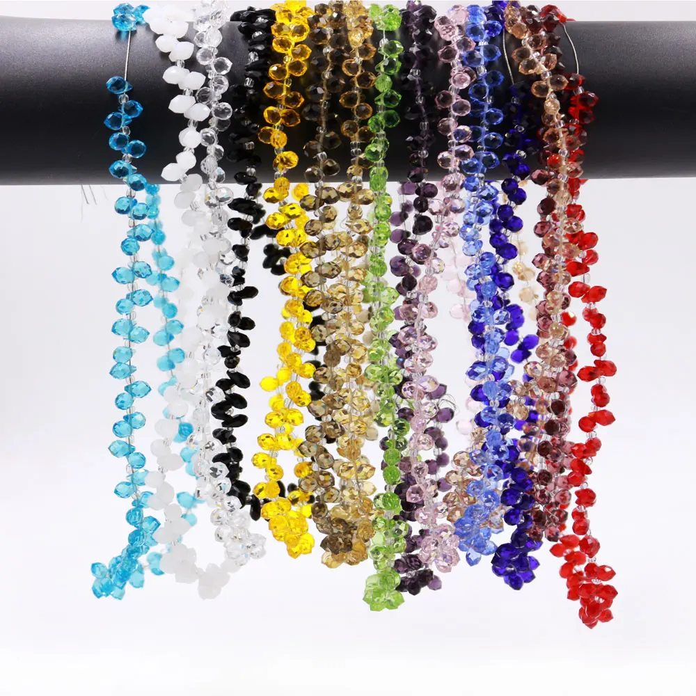 Zhubi 5X8mm Faceted Drop Shape Glass Beads Natural Colorful Quartz Crystal Briolette Drop Beads For Jewelry Making