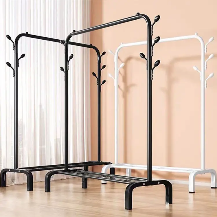 Multifunctional Free Standing Hanging Bag Hat Jacket Umbrella Coat Rack Metal Clothes Hanger Stand with Wheels