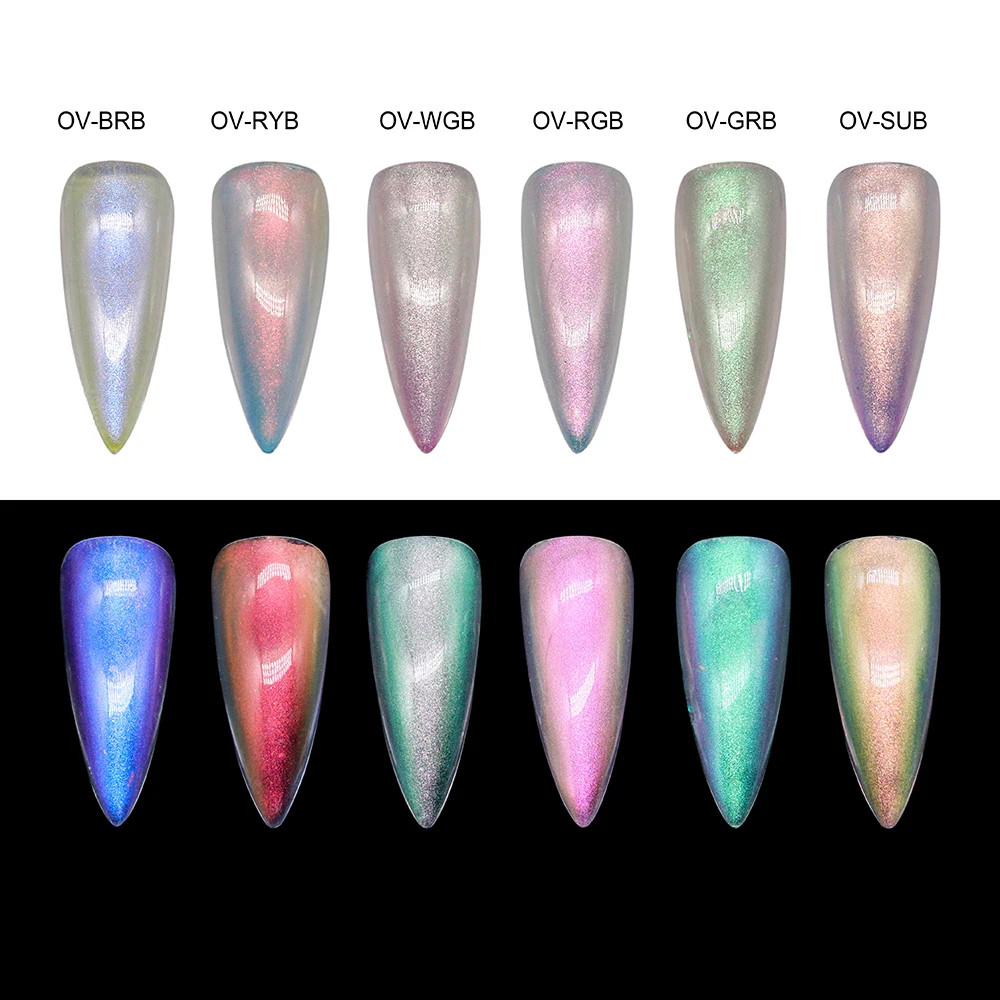 Neon Aurora Effect Moonlight Powder Metallic Texture Laser Fine Holographic Powder Nail Art Chrome Mirror Powder