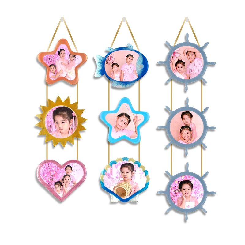 Силиконовая форма для фоторамки из эпоксидной смолы 5909, форма для фоторамки из смолы, форма для сердца, солнца, ракушки, рулевого колеса, звезды, силиконовая форма для фоторамки