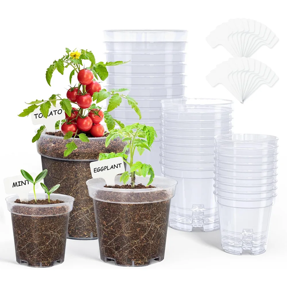 P17 6.7 Inch Eco-friendly Plastic Planter Plant Growing Round Pot Nursery Pots High Transparency Orchid Pots