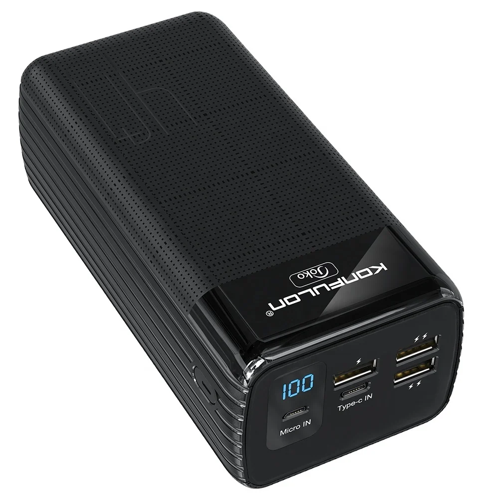 Блок питания Konfulon 2021 быстрая зарядка на 40000 мАч 3 выхода USB ЖК-дисплей внешний аккумулятор высокой