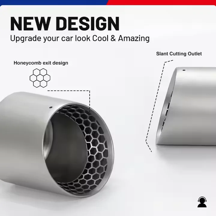 SYPES New model double-layer welded edge honeycomb stainless steel exhaust universal pipe muffler pipe upgrade car exhaust pipe