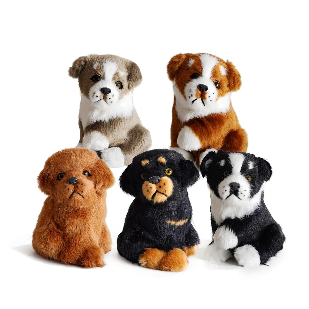 High Quality Golden Retriever Rottweiler Real Plush Dog Puppy Mini Stuffed Animal Lifelike Plush Dog Toys