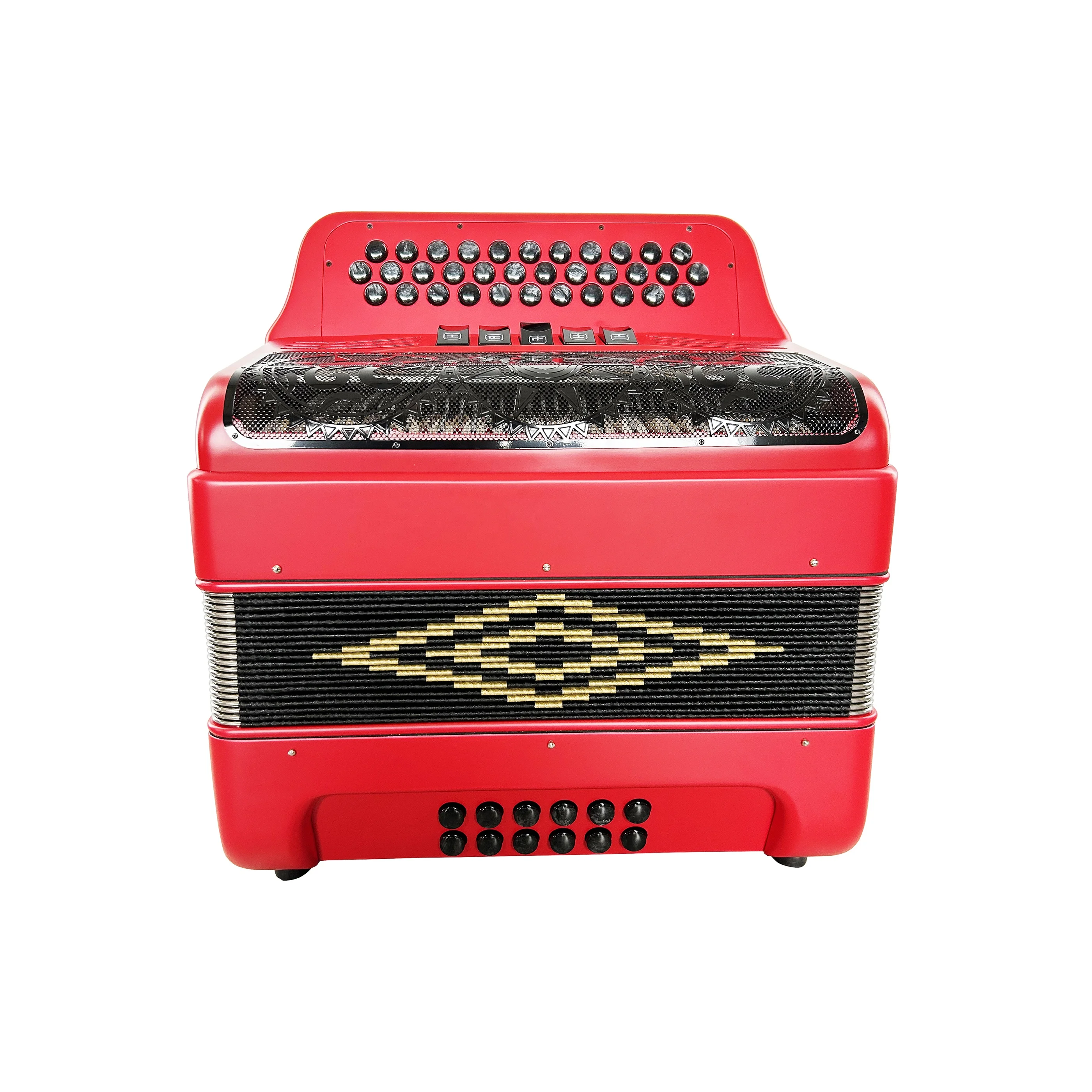 SEASOUND OEM 34 Button 12 Bass 5 Registers Red Acordeon Black Grill Black Buttons Accordion Diatonic JB3412D