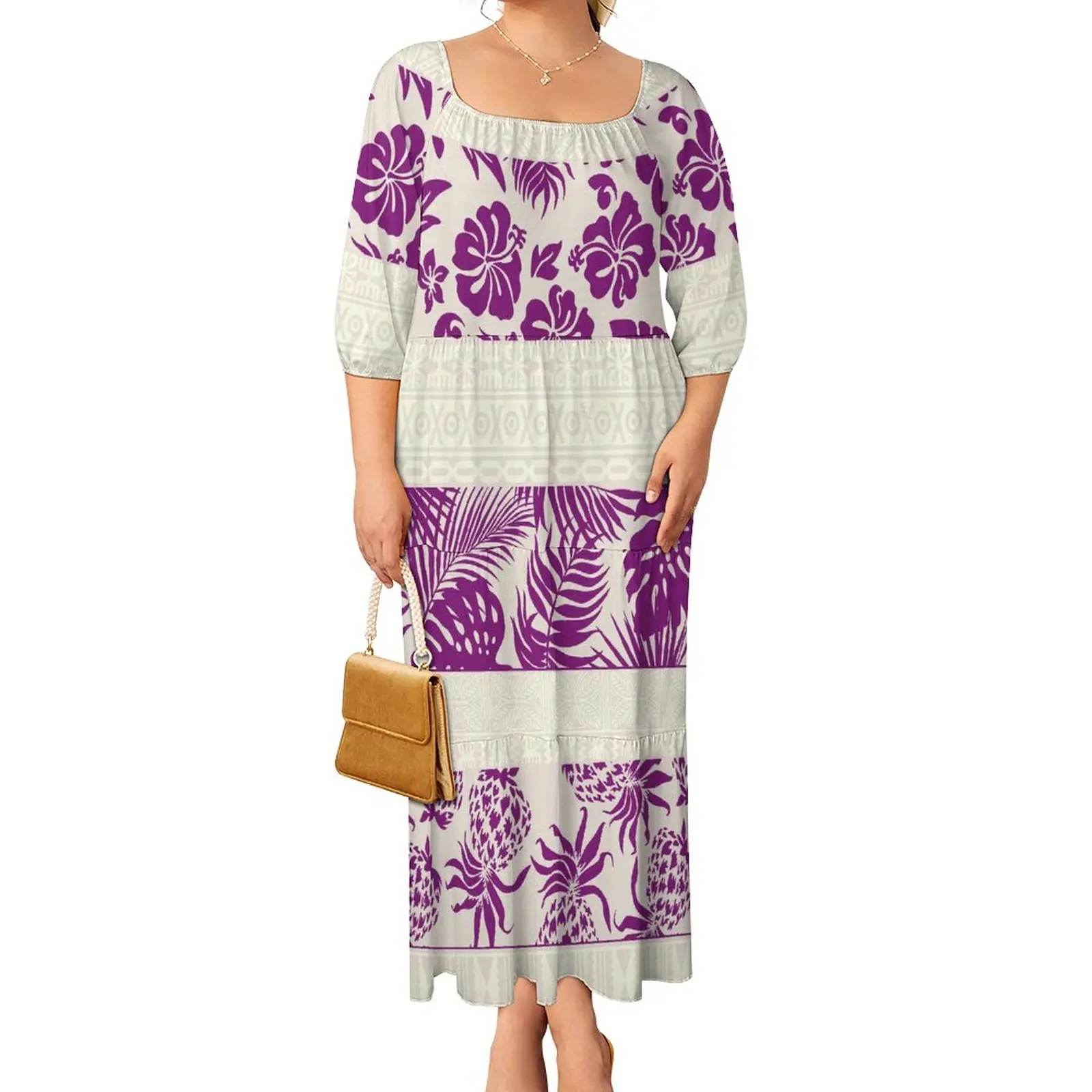 fall boutique clothing women polynesian tribal design tropical floral print dresses samoan fishtail long dress for elegant women