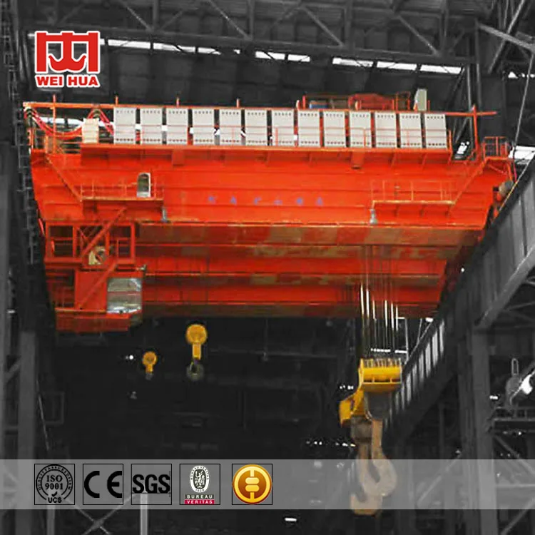 Double Girder QDY Type Casting Overhead Bridge Crane For Steel Mill With 80 Ton Main Hook And 20 Auxiliary Hook