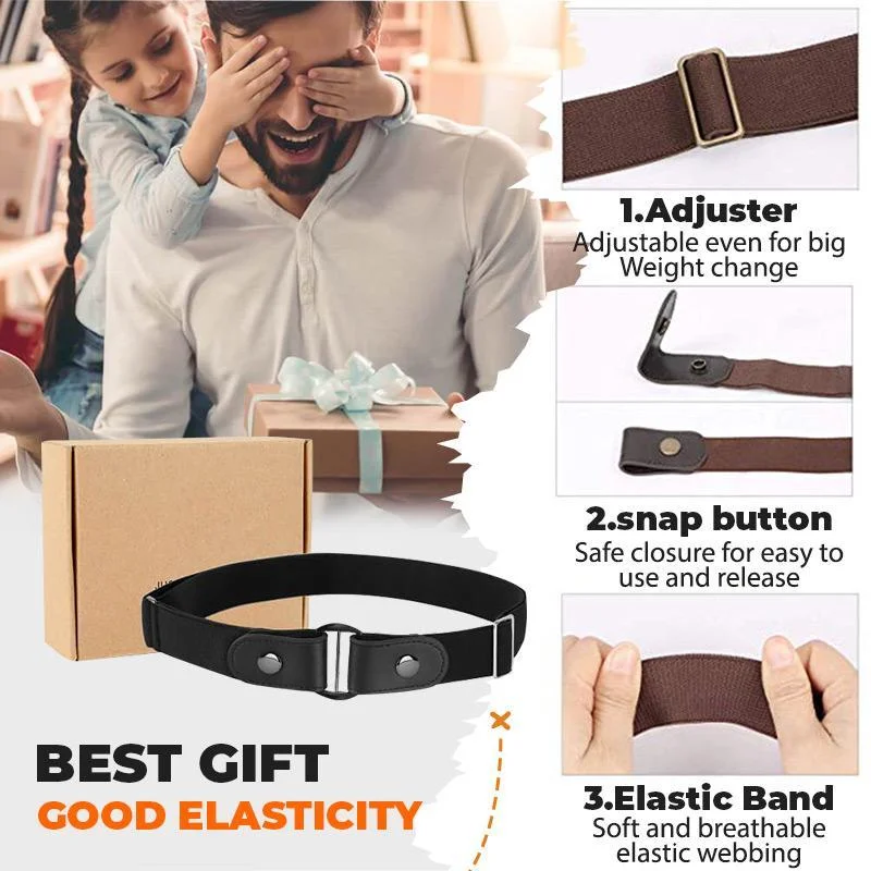 Genuine leather Slim Elastic Invisible Belt No Buckle Elastic Adjustable Colorful Buckle Waist Jean Pant Belt