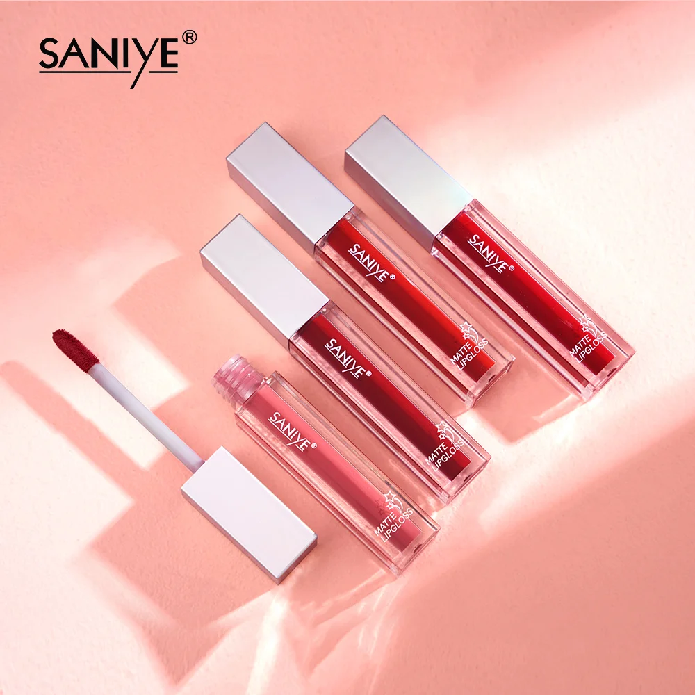 Saniye 2021 new design no-sticky waterproof lipgloss private label long lasting custom logo mat lip gloss liquid matte lipstick