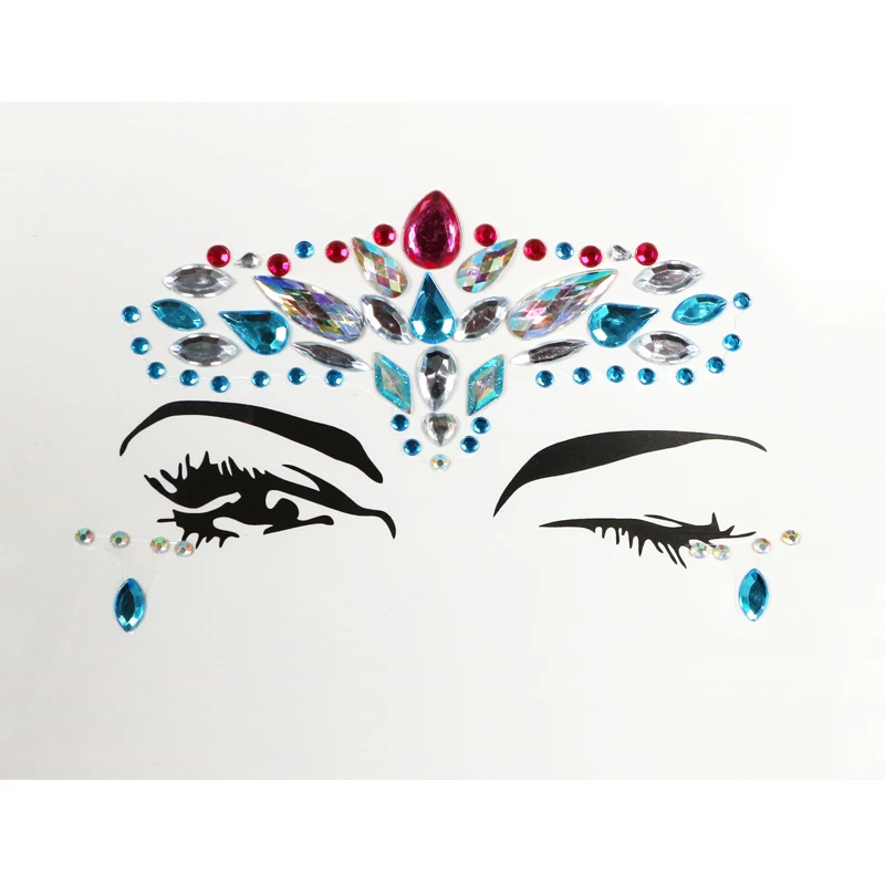 
3D Rhinestone Stickers For Face Temporary Tattoos Sexy Makeup Party Glitter Fake Tattoo For Women Face Jewelry 2020 Design 
