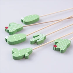 Lovely Cactus Design Disposable wooden Fruit picks for party
