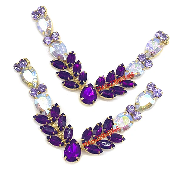 Wholesale Summer Beach Party decoration Colorful Acrylic Crystal Rhinestone V shape flip flop Shoe Chain buckles For women shoe