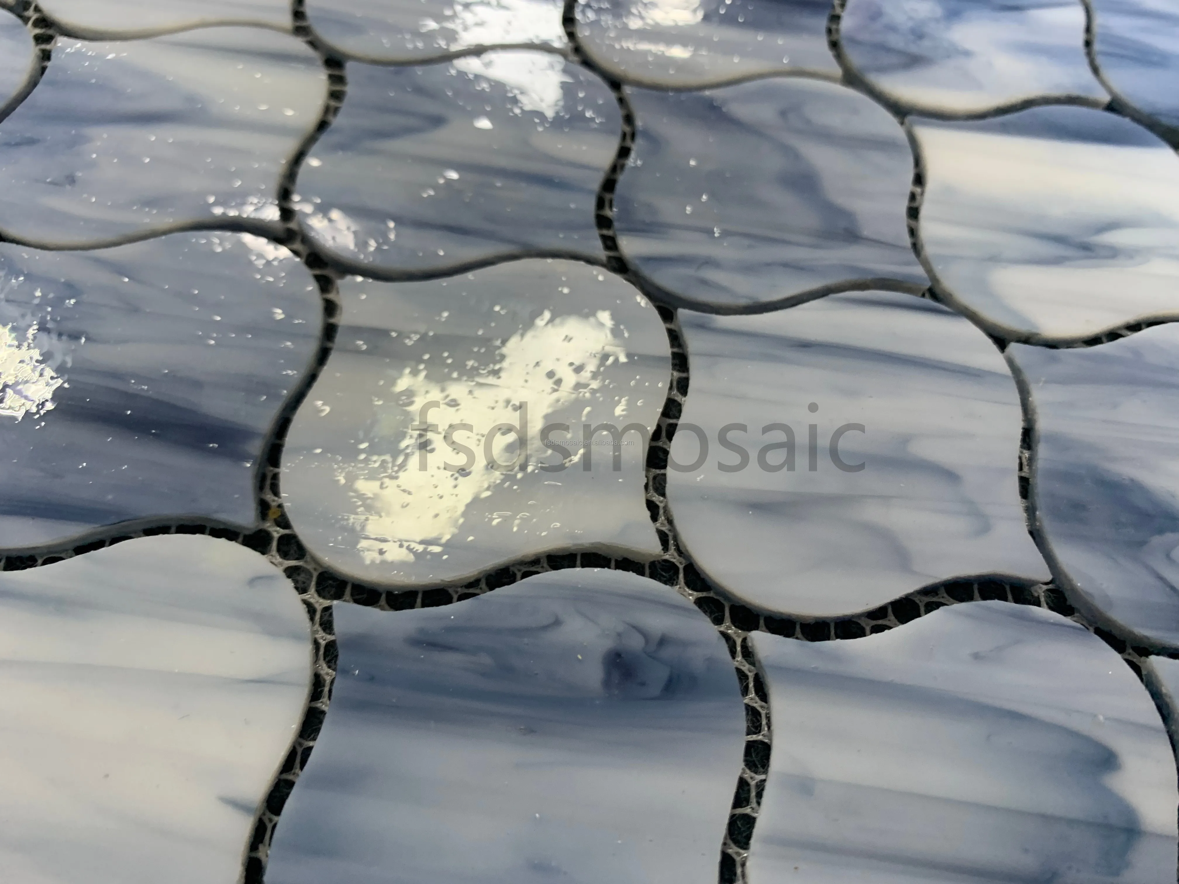 Stain Glass Mosaic Lantern Shape White Blue Color Glass Mosaic Tiles Backsplash Kitchen Tile Hotel Projects Wall Tile Decorative