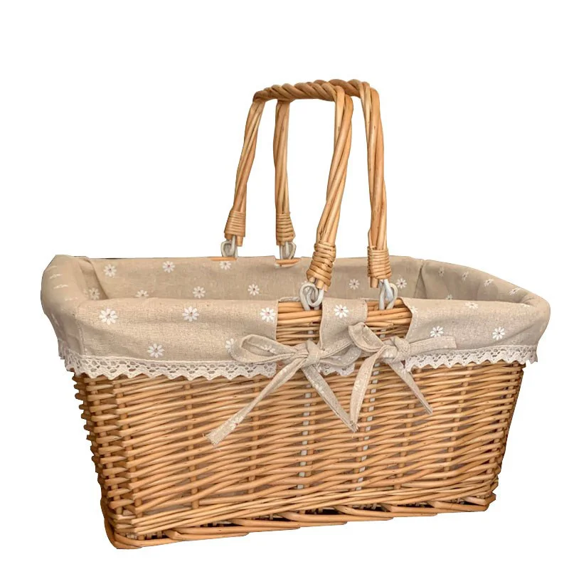 Wicker Picnic Basket with Handle Wicker Hamper Kit Natural Willow Storage Tableware Basket Customized 7-10 Days Custom Size LQ