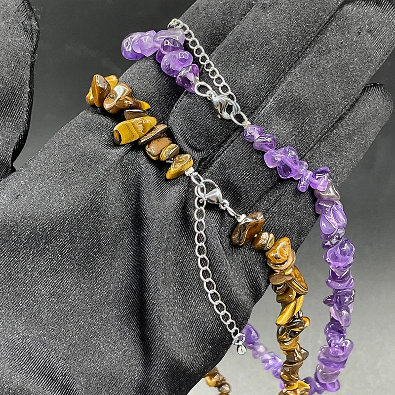 5-8mm Natural Crystal Quartz Tumbled Chip Stone With Buckle Choker Irregular Shaped Drilled Gravel Fashion Jewelry Necklace