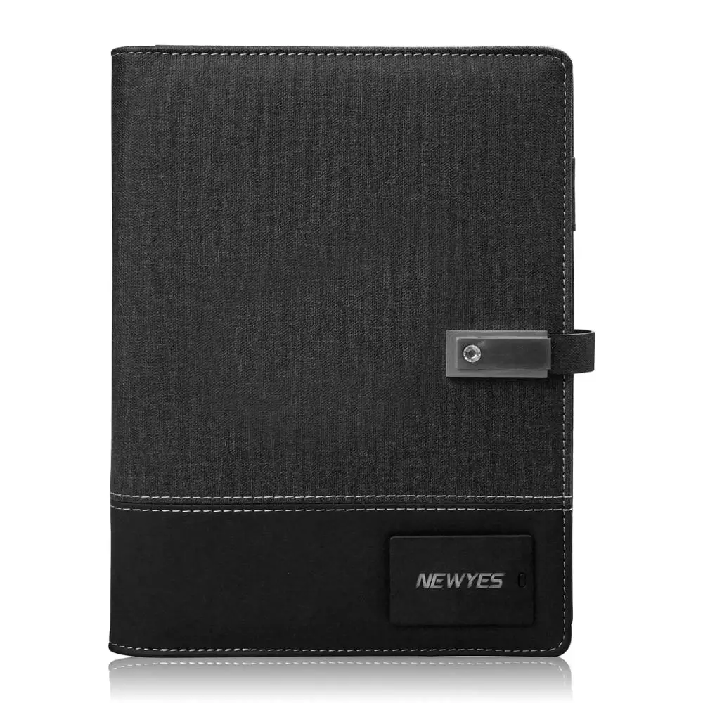 Customizable 8000mAh Powerbank A5 Leather Cover Loose Leaf Reusable Journal Power Bank Notebook With Usb Flash Drive